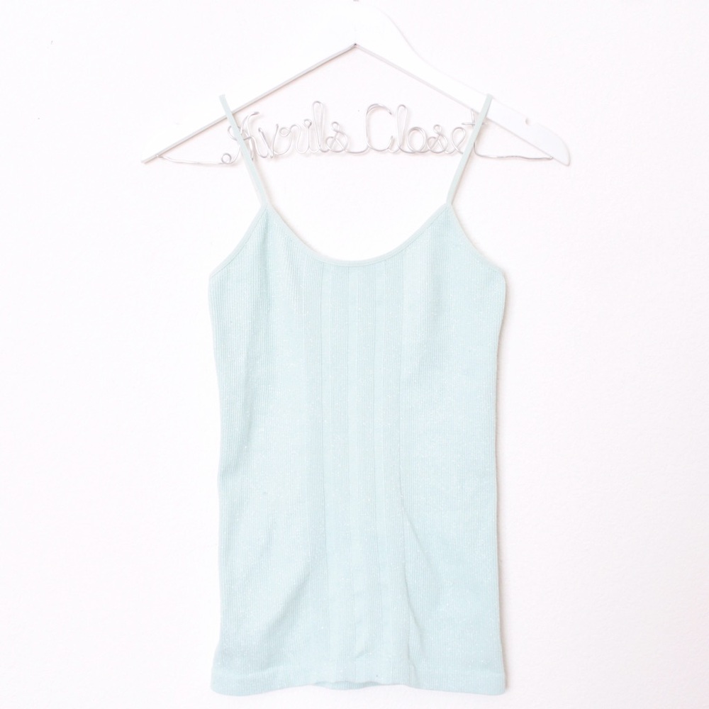 Free People Mint Green Glitter Cage Back Cami Top
